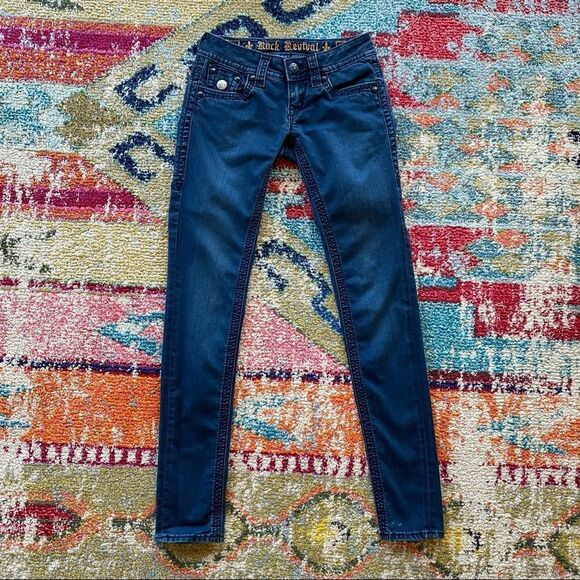 Rock Revival Jen Dark Wash Skinny Jeans - Picture 2 of 14